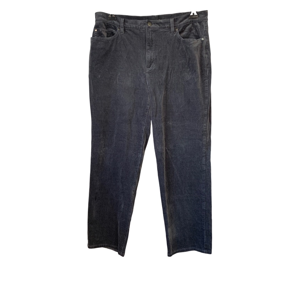 Eileen Fisher Corduroy Pants Womens Size L‎ Dark Gray Casual Comfort